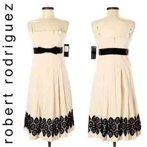 Robert Rodriguez Retro Bow Pleated Midi Dress